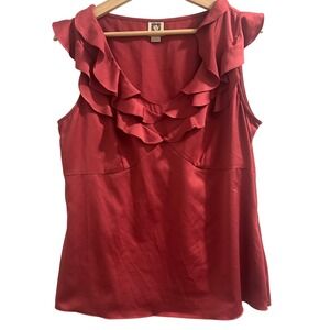 Anne Klein Ruffle‎ Sleeveless Top Blouse Career Party Large